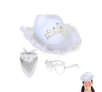 Ensemble De Costume De Chapeau De Coŵboy - Chapeau Bandeau, Lunettes De Soleil Cœur, Accessoire Bandana | Tenue Occidentale Pour Femmes Hommes Adultes, Déguisement De Fête, Festival, Thème Pays Amu