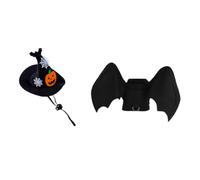 Ensemble de Costume de Chapeau de sorcière pour Animal de Compagnie avec détail de Chauve-Souris, Pendentif de Collier, Look Festif pour Chat pour Les Moments d ' Halloween