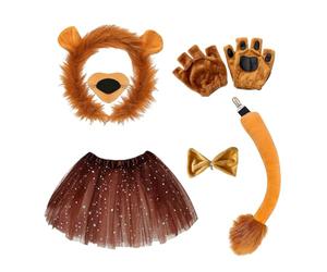 Ensemble de costume de cosplay de lion - Ensemble queue de crinière réaliste, tenue de fête costumée, vêtements de spectacle de théâtre, kit d'accessoires de animal, artisanat détaillé avec