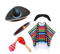 Ensemble de costume de fête mexicaine 2025 pour adulte, capes, fête habillée de vacances pour hommes et femmes (argent, taille unique) hiver