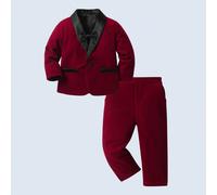 Ensemble de costume de gentleman en velours pour bébé garçon avec nœud papillon et pantalon long, style à la mode pour fête de Noël, gala de soirée, fête du 1er anniversaire, automne/hiver 6Y,7Y,4Y,5Y