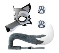Ensemble De Costume De Loup Complet | Accessoire De Costume De Cosplay | Ensemble Loup Avec Queue Et Pattes Cache-Visage - Pour Adultes Et , Soirée D'Halloween, Jeux De Rôle, Théâtre, Scène Et