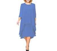 Ensemble de Costume de Pantalon Grande Taille pour Mère de la Mariée, Set de 2 Pièces, Robes de Fête de Mariage en Mousseline pour Grand-mère, bleu, 48