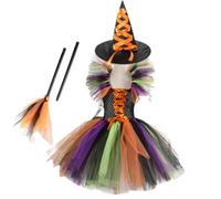 Ensemble de costume de sorcière pour fille comprenant de jolis costumes de | Robe festive en tulle pour les fêtes et les fêtes, le carnaval, les spectacles sur scène,