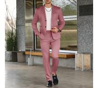 Ensemble de costume décontracté et formel pour hommes, blazer minimaliste à manches longues avec col plat et boutons devant, couleur unie, & pantalon, pour cérémonie L,M,S,XLÉtoffe