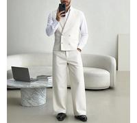 Ensemble de costume décontracté pour hommes comprenant un gilet croisé, une veste et un pantalon. Tenue blanche pour homme pour dîner, fête, vacances, mariage, croisière ou autres occasions semi-forme
