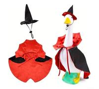 Ensemble de costume en polyester résistant aux intempéries pour oie de | Contient un chapeau de sorcière classique et une cape noire et rouge, une transformation parfaite d'Halloween pour votre oie