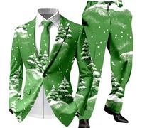 Ensemble De Costume Noël pour Homme Fêtes Fin D'année Veste Pantalon Assortis Doré Soirée Gala Stretch Confort Droit Élégant Familiales Chic Bonheur Coupe Ergonomique Mouvement Survêtement Tenue Fête