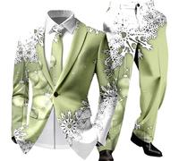 Ensemble De Costume Noël pour Homme Tenue Fête Veste Pantalon Assortis Doré Soirée Gala Stretch Confort Finitions Premium Soignées Réveillon Élégante Magie Lavage Professionnel Recommandé Blazer Noel