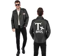 Ensemble De Costume T-Bird Smiffys Noir Faux Cuir Pour Hommes 1950s 50s