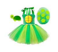 Ensemble de costume tutu de tortue pour filles et filles avec coquille et bandeau de cheveux - Costume vert pour cosplay d'animaux pour fêtes d'anniversaire, Halloween, spectacles théâtrales