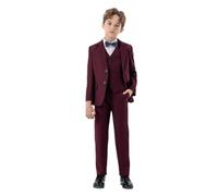 Ensemble de Costumes d'affaires pour garçons, Manteau, Tenue de Smoking 4 pièces pour Enfants, Formel pour garçons avec Gilet, Pantalon et nœud Papillon, Ensemble Slim (8-9 Years)