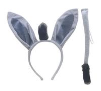 Ensemble de costumes d'âne 2pcs, adorables costumes d'Halloween adorables pour la peau avec bandeau, queue de bricolage réglable, les coussins reliure animaux pour le cosplay fête 'Halloween