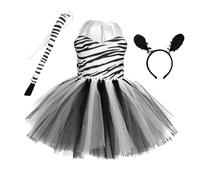 Ensemble de costumes d'animaux, costume de zèbre pour ,Costume pour tout-petit avec queue amovible - Costumes pour filles à imprimé animal zèbre pour soirées à thème, convient aux filles de 1 à 12 ans