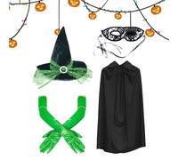Ensemble De Costumes De Sorcières - Costumes De Vacances Cape Witch Hat | Ensemble De Costume D'Halloween Wittch | Kit Habillé Avec Des Yeux Masque Pour Les Adultes Femme Mère Amis Sœurs Petite Amie