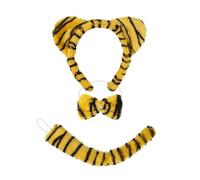 Ensemble de costumes de tigre - Accessoires de tigre - Oreilles - Bandeau - Queue - Nœud papillon - Pour Halloween, Noël - Cosplay - Costume d'Halloween - Cosplay - Pour femmes et hommes