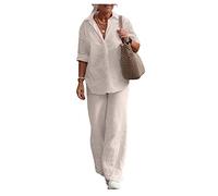 Ensemble De Costumes Décontractés pour Femmes 2 Pièces en V Couches De Cou D'été Ensemble 3/4