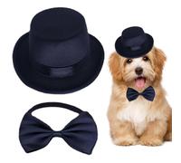 Ensemble de Costumes pour Chien, Accessoires Formels pour Chien avec Haut-de-Forme et nœud Papillon/Cravate, Ensemble Chapeau pour fête d'anniversaire, Mariage, Prise Photo Halloween