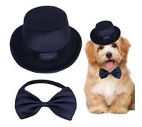 Ensemble de Costumes pour Chien : Accessoires Formels pour Chien avec Haut-de-Forme et nœud Papillon/Cravate, Ensemble Chapeau pour fête d'anniversaire, Mariage, Prise Photo Hall