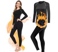 Ensemble de couches de base thermiques pour femme - Séchage rapide - Doublure en velours - Haut et legging de compression à manches longues pour femmes et filles - Chaud - Sous-vêtements athlétiques