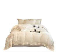 Ensemble de Couette TFBHL Luxury Coton élégant Quatre pièces Ensemble de literie Fiche de Couches de Courtepointe de courteplière Broderie Satin Duvet Cover (Couleur: Blanc, Taille: 2m lit)