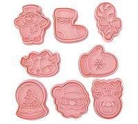 Ensemble de coupe-biscuits de Noël, 8pcs Tampons presse bricolage avec bonhomme neige, Père Noël, renne, fournitures cuisson pour les enfants, fête à domicile