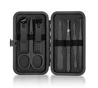 Ensemble de coupe-ongles noir 7/18 pièces, ciseaux de manucure professionnels en acier inoxydable avec étui de voyage, 7 pièces