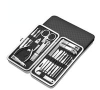 Ensemble de coupe-ongles pour la maison, 19 pièces, pince pour peaux mortes de grande taille, diagonale pour enlever les peaux mortes, petit coupe-sourcils, manchon en cuir, noir