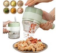 Ensemble de coupelégumes électrique 4 en 1, hachoir à légumes, coupeail, hachoir à oignons, hachoir électrique, mini trancheuse et hachoir pour ail, poivre, piment, oignon, céleri, gingembre,