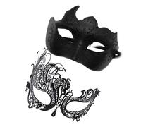 Ensemble de couples de masques de mascarade, masque de carnaval | 2X Couvre-visages avec bandeau pour les yeux masqués | Accessoires de fêtes de masque de costume, ensemble de couvre-visages de couple