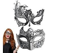 Ensemble de couples de masques de mascarade, masque de carnaval - 2X Couvre-visages avec bandeau pour les yeux masqués - Accessoires de fêtes de masque de costume, ensemble de couvre-visages de couple