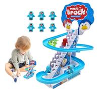 Ensemble de course de pingouins, ensemble de jouets à glissière pingouins,Jouet électrique avec piste coulissante d'escalier | Jouet coulissant d'escalade au design unique pour Noël, c