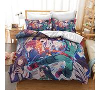 Ensemble De Courtepointe En Microfibre My Hero Academia Avec Fermeture à Glissière Literie Housse De Couette Et Taies D'oreiller (50x75cm) Facile D'entretien Doux (A,200x200cm(1.5M/1.8MBed))
