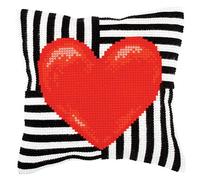 Ensemble de coussin à broder avec point de croix - Gros cœur