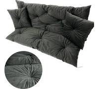 Ensemble de coussins de jardin 100X60X50 Velours pour Banc Balançoire Terrasse Décoratif Gris