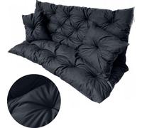 Ensemble de coussins de jardin 120X60X50 Pour Banc Balançoire Terrasse Imperméable Décoratif Noir