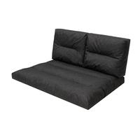 Ensemble de coussins de palette hydrofuges Flora 2 pièces - 118x79 cm coussin d'assise + 59x45 cm coussin de dossier - coussin de jardin pour palettes Europe, OEKO-TEX, couleur noir