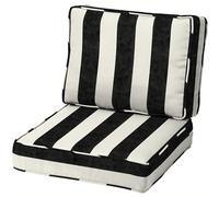 Ensemble de coussins de siège d'extérieur, coussins de chaise d'extérieur imperméables pour meubles de patio avec housse résistante à la décoloration et amovible avec sangles réglables 40*40cm stripe
