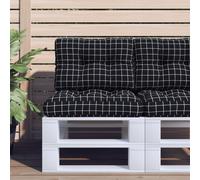 vidaXL Coussins de palette 360727 motif à carreaux noir en tissu - lot de 2