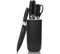 Ensemble de couteaux 5 pièces avec ciseaux et support Noir Royalty Line RLNC07B Royalty Line