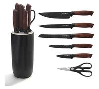 Ensemble de couteaux 5 pièces avec ciseaux et support rose Royalty Line RLDC07B Royalty Line