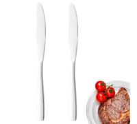 Ensemble de couteaux à brunch, 2 pièces couteau à petit-déjeuner, couteau à pain, lame dentelée, couteau de table, manche ergonomique, lavable au lave-vaisselle, acier inoxydable poli, argent