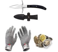 Ensemble de couteaux à huîtres Ensemble de couteaux à huîtres Ouvre-huîtres Résistant aux coupures et gants pour moules ou fromage à pâte dure Manche en bois approprié Acier inoxydable(L)