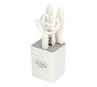 Ensemble de Couteaux avec Bloc, Ensembles de Couteaux de Cuisine 5 Pièces avec Couteaux en Acier Inoxydable, Ciseaux et éplucheur pour Steak de Viande de Fruits et Légumes, Beige