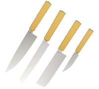 Ensemble de couteaux Butterfork Jaune Pâle, AR-RPM9, Fourreau en Chêne