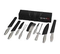 Ensemble de couteaux de chef Ross Henery de 10 pièces, couteaux de cuisine de style japonais, avec aiguiseur en acier et étui de transport en toile inclus.