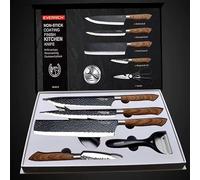 Ensemble de Couteaux de Cuisine - 6 Pièces avec Ciseaux et Éplucheur Céramique - Acier Inoxydable Haute Qualité - Coffret Cadeau Élégant - Idéal pour Chefs et Cuisine Maison