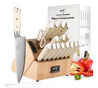 Ensemble de Couteaux de Cuisine NANFANG BROTHERS en Acier Damassé de 19 Pièces avec Bloc. Ensemble de Couteaux de Chef VG10 avec Aiguiseur et Ciseaux, le Tout dans une Magnifique Boîte Cadeau