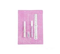 Ensemble de couteaux de découpe A5 avec couteau utilitaire et règle, outil de découpe pour couture, matelassage, scrapbooking - Rose