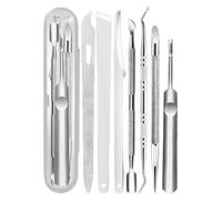 Ensemble de couteaux de pédicure en acier inoxydable - 7 pièces - Fourchette pour peaux mortes - Nettoyeur à ongles à double tête - Grattoir à pieds avec boîte de rangement